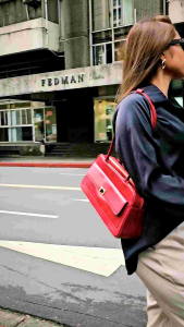 Costal Liz Genuine Cow Hide Leather East-West Bag Shoulder Bag Handbag with Tube Shoulder Straps