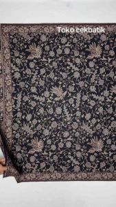 kain batik - Kualitas Ekspor Motif Batik Burung Bunga Elegan V19 (Hitam)