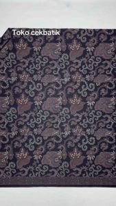 kain batik - Kualitas Ekspor Motif Batik Unik Daun Singkong Mega Mendung Elegan (Hitam)