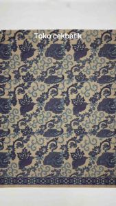 kain batik - Kualitas Ekspor Motif Batik Unik Daun Singkong Mega Mendung Elegan (Cream)