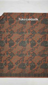 kain batik - Kualitas Ekspor Motif Batik Unik Daun Singkong Mega Mendung Elegan (Orange Peach)