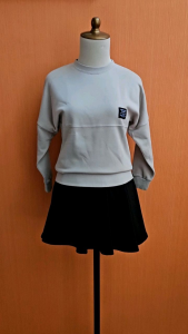 atasan sweater wanita cream crewneck GLAZOS cewek S M blouse santai tebal