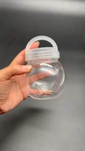 (10ใบ) 0073 กระปุกPET ทรงกลม 300 ml ใส่ขนม ใส่ของ ใส่อาหาร กระปุกน้ำพริก กระปุกขนม ฝาล็อค กันลม มีหูหิ้ว