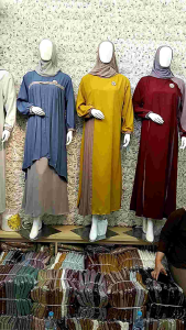 Gamis Sutera Armani Polos Panjang Kombinasi Baju Lebaran Maksi Dress Pesta Mèwah Wanita Kaftan Big Size Abaya Turkey Pesta Kondangan Hajatan Pengantin By Mulia17
