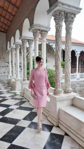 All Ladies เดรสผ้าไหมลูกไม้แขนยาวพุ่มระบาย