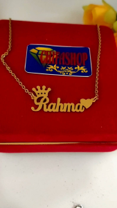 Kalung Nama Sendiri Titanium Lapis Emas Anti Karat