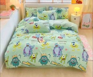 ผ้าปูที่นอน ผ้าห่มนวม(ลายมอนสเตอร์เขียว💚) ขนาด 3|5|6 🛌 ฟุต เนื้อผ้าคอตตอน 100% หนานุ่ม นอนสบาย🛒🌷🌸🌈