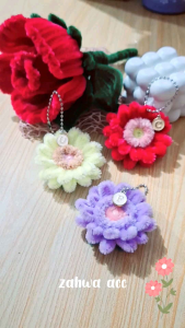 Gantungan Kunci Bunga Inisial huruf Bagcharm gantungan tas Keychain huruf inisial