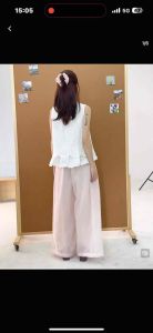 🌸💟 เสื้อแขนกุดสีขาว เสื้อลูกไม้ เกาหลี ชายระบาย