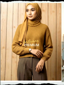 Red Cable Knit Sweater Prelove with Hijab and Watch