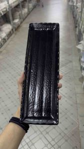 APPN(มีคลิปรีวิว) จาน จานใส่อาหาร จานยาว จานกับข้าว จานใส่ซูชิ จานข้าวปั้น จานญี่ปุ่น จานใส่ปลา ไซส์L 13.5“ เซรามิกสีดำ ตกแต่งบ้าน ร้านอาหาร คาเฟ่ ภัตตาคาร บาร์ โรงแรม สินค้าพร้อมจัดส่ง (1896891271)