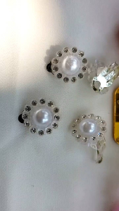 Hijabnur1 - Sepasang Anting Klip Hijab Mutiara Dengan Swaroski/ Anting Jepit Hijab Handmade