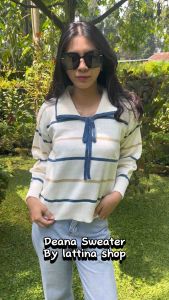 DEANA KNIT SWEATER RAJUT WANITA VIRAL MOTIF GARIS BERTALI