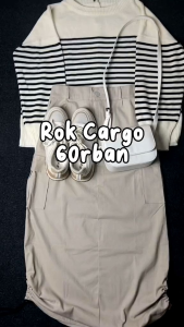 Cargo Skirt Wanita - Rok Cargo serut combed stretch