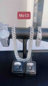 Combo 5 món đồng hồ xanh ngọc & phụ kiện mã L5