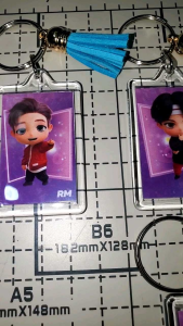 Acrylic Keychains BTS Tiny Tan inspired with tassel approx 6cm by 3.5cm very affordable gifts souvenirs with Back Card.