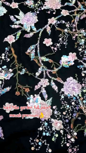 BAHAN/KAIN TILLE BUNGA BORDIR GARDEN FULL PAYET PREMIUM