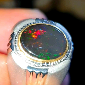 Cincin Kalimaya Black Opal Asli Banten