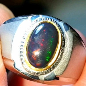 cincin batu black opal asli banten