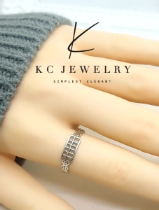 KC Jewelry S925 White Gold Plated Adjustable Abacus Ring
