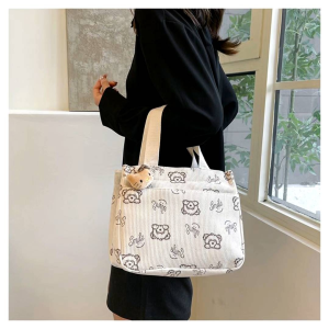 New Corduroy Bear Tote bag – Your New Everyday Corduroy Tote —— Warm & Lifestyle-Focused