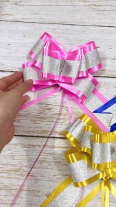 (Set 10 cái) Nơ rút kim sa cao cấp bản 5cm gói giỏ quà gói hoa trang trí