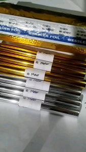 (ecer 10 meter) Plastik prada foil emas dan silver pewarna kaligrafi merek wessler foil