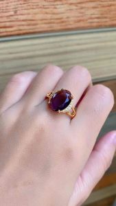 CINCIN EMAS CELIA BATU GIOK UNGU MODEL TERBARU FASHION WANITA TITANIUM ANTI LUNTUR