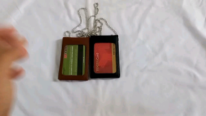 Name Tag ID Card Holder | Dompet saku Kulit | Plus Kalung Rantai | Murah Berkualitas