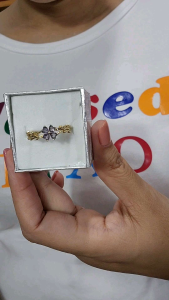 Natural Stone four leaf clover ring Amethyst Ring for women Fashion Rings Adjustable Ring