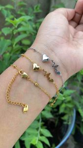 Gelang Tangan 2 Fungsi Rantai Serut Love Petir Perhiasan Wanita Kode 750 Cx03092505