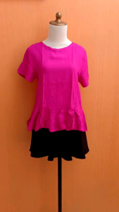 aatasan wanita pink terang SALE STOCK cewek M L blouse belakang pita cute