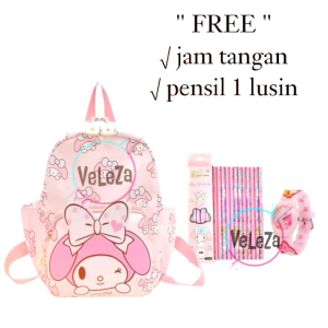 Tas sekolah anak perempuan sanrio kuromi morol melody free jam tangan dan pensil tas sekolah anak TK SD tas ransel