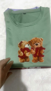 Kaos Atasan Wanita Lengan Pendek Motif Together Ungu Kekinian 95rb Dapat 6pcs Bahan Babyterry