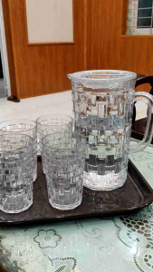 Combo bộ ca cốc đan bao gồm 6 món  1 ca 4 cốc 1 khay hàng cao cấp việt nam