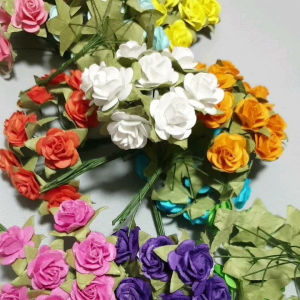 มินิโรส S ขนาด 1.5 เซน (100 ชิ้น) กุหลาบจิ๋ว สีล้วน คละสี ทูโทนคละสี (คละสีตามที่มี ณ ปัจจุบัน) กุหลาบปลอม กุหลาบ กระดาษสา