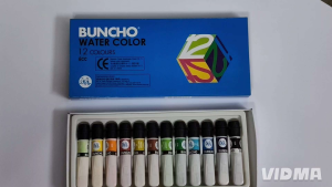 Buncho Water Color 12 Colours Set - White Tubes - Blue Box - Art Supplies - Stationery