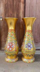 แจกันห้องพระ แจกันไม้ ขนาดใหญ่ สูง 28 นิ้ว (ราคาต่อใบ) ปิดทองเปลว