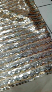 BAHAN/KAIN TILLE SQUIN MOTIF ABSTRAK TERBATU/SQUIN MOTIF ETNIK