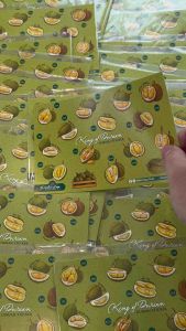 Sticker Design King of Durians Name with number Menu in Graphic Drawing Concept (BUY 10 FREE 1) Waterproof
