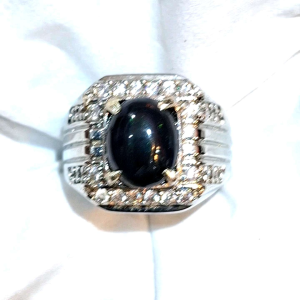 Cincin Batu Permata Black Opal Afrika Super Premium dan Super Mewah Dim 8x10