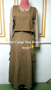 3Hearts Rompi Korean Style Vest Cargo Semi Jeans Wanita