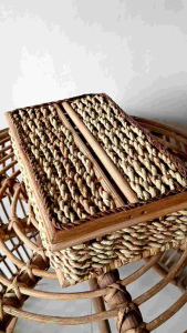 Rattan tissue/mask organizer/offering box 10.5x6.5x4height in inches