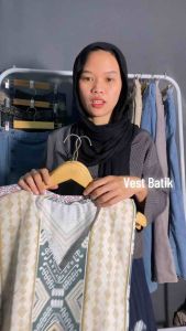 Vest rompi batik kawung panjang belah samping atasan wanita - Rompi motif etnik terbaru 2025