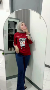 NAMINA - Tshirt Oversize Lengan Panjang Motif Karakter Shinchan Sablon Plastisol Kaos Cewe Jumbo Ld 120cm