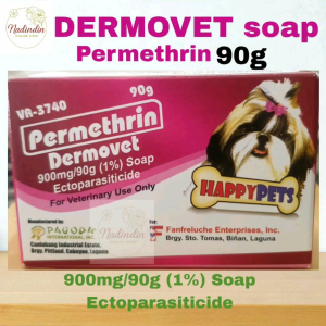 DERMOVET soap Permethrin 90g for control of fleas ticks and lice in dogs.