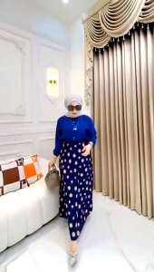Set Rok Veline bahan polo linen mix plisket premium ld 110 pj 95