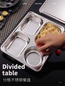 กล่องอาหาร ถาดอาหาร ทรงกลม ทรงเหลี่ยม ถาดหลุม มีฝาปิดพลาสติก กล่องอาหาร สแตนเลส