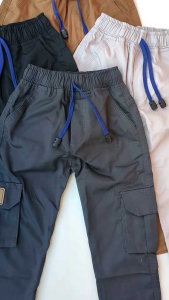 Celana Panjang Cargo Anak Laki-laki Umur 4-12 Tahun Katun Drill