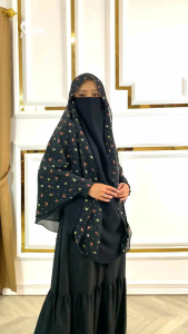 Khimar Niqab Aminah XL Motif Bahan Ceruty Babydoll Premium Buatan Raisa